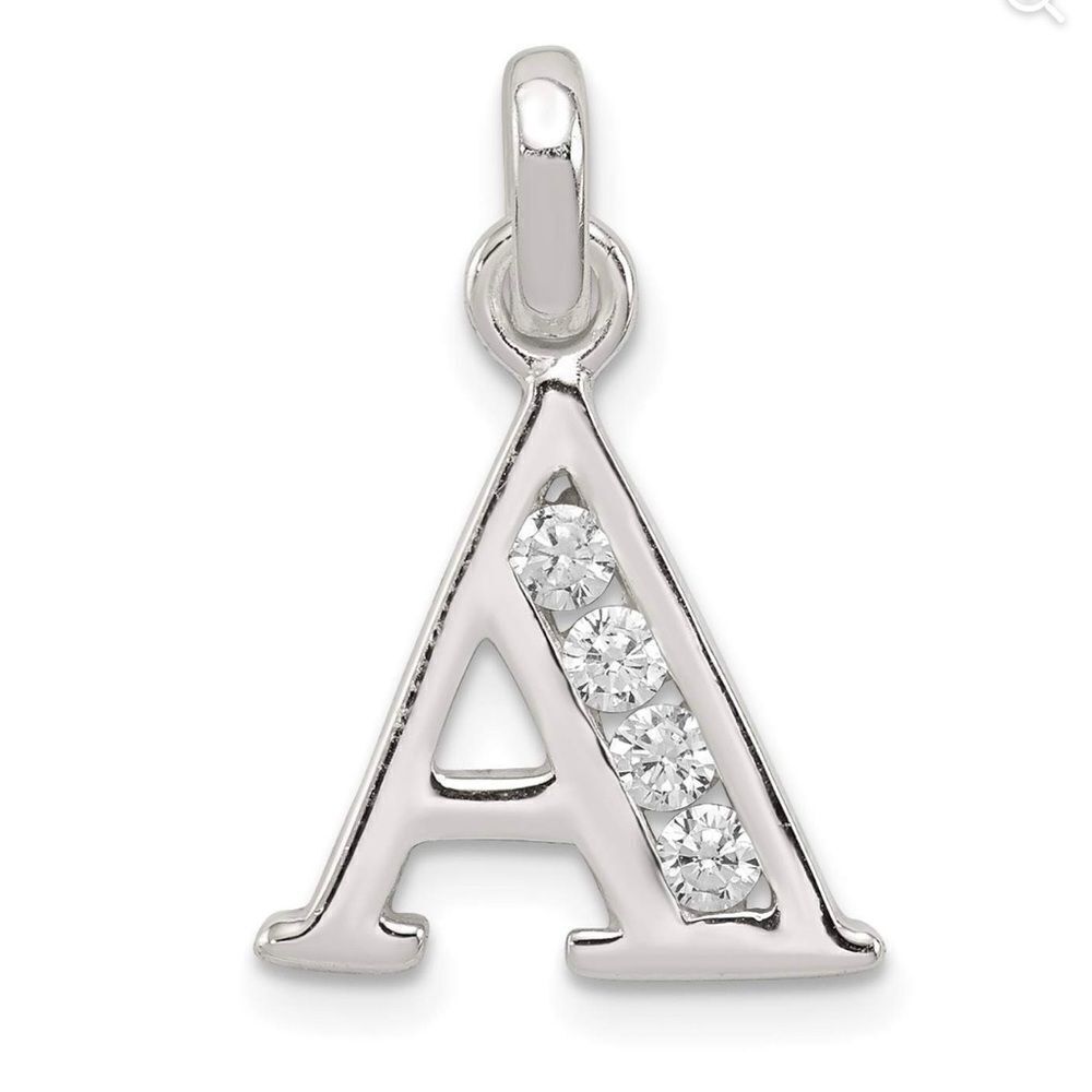 2/$14 Silver Letter A Initial Rhinestone Charm